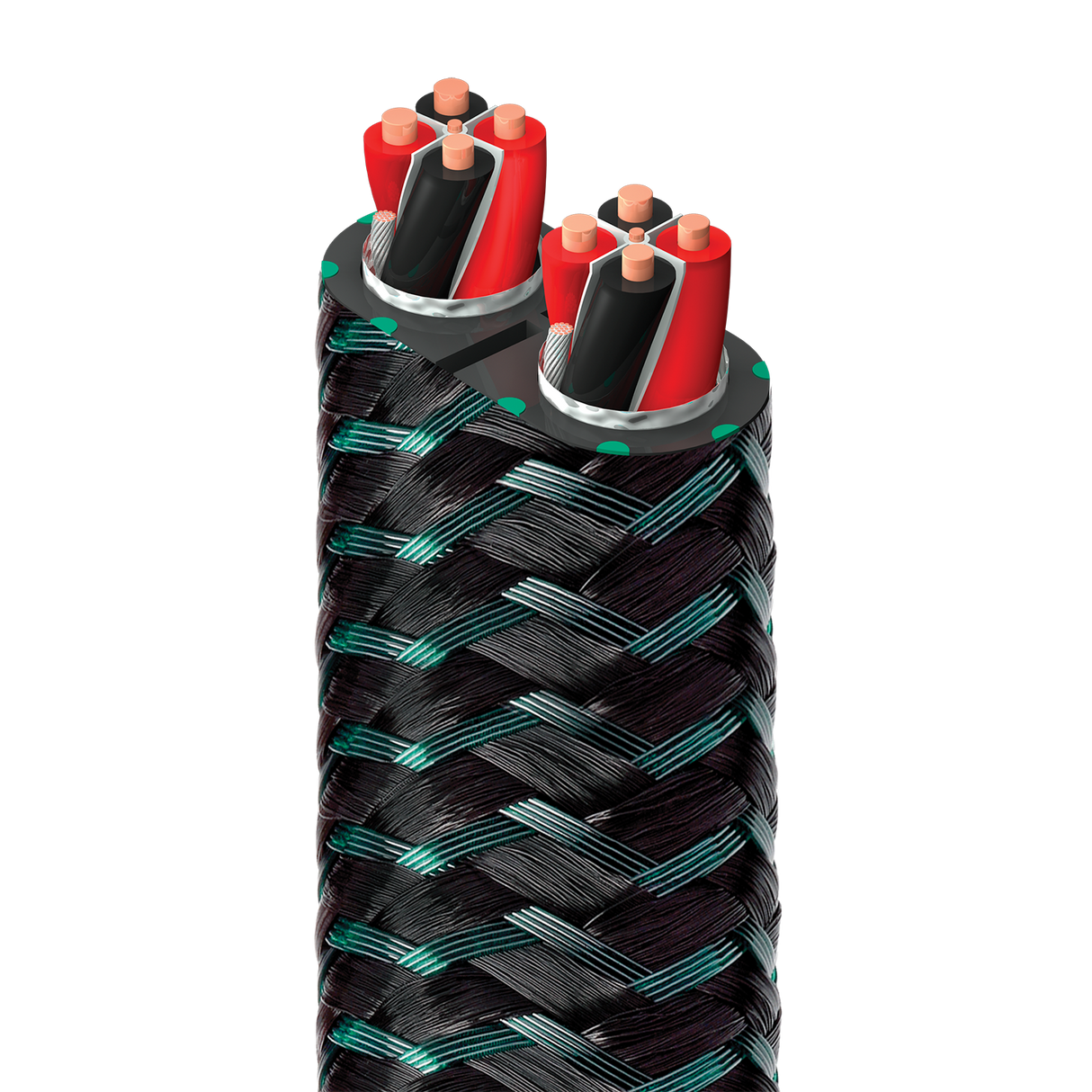 AudioQuest Rocket 88 - ROCK88BRD164 164 ft = 50 m Green on Black Braid