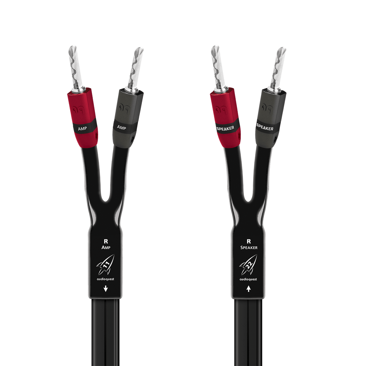 AudioQuest Rocket 11 Full - Range - ROCK11B2.0FRBS 2 m = 6 ft 6 in Pair 2 x Bananas > 2 x Bananas - Silver