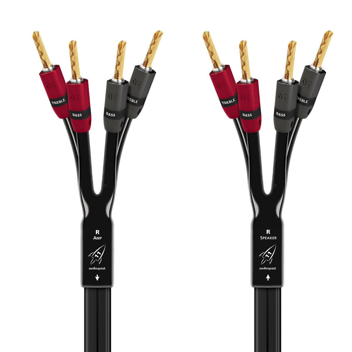 AudioQuest Rocket 11 Single BiAmp - ROCK11B8PR - SBA - BG 8 ft = 2.4 m Pair 4 x Bananas > 4 x Bananas - Gold
