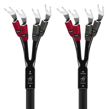 AudioQuest Rocket 11 Single BiAmp - ROCK11B8PR - SBA - MSS 8 ft = 2.4 m Pair 4 x Multi - Spades > 4 x Multi - Spades - Silver