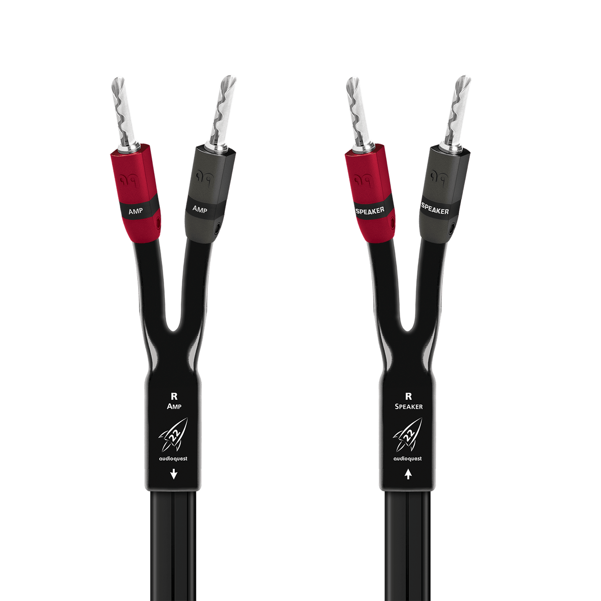 AudioQuest Rocket 22 Full - Range - ROCK22B2.0FRBS 2 m = 6 ft 6 in Pair 2 x Bananas > 2 x Bananas - Silver