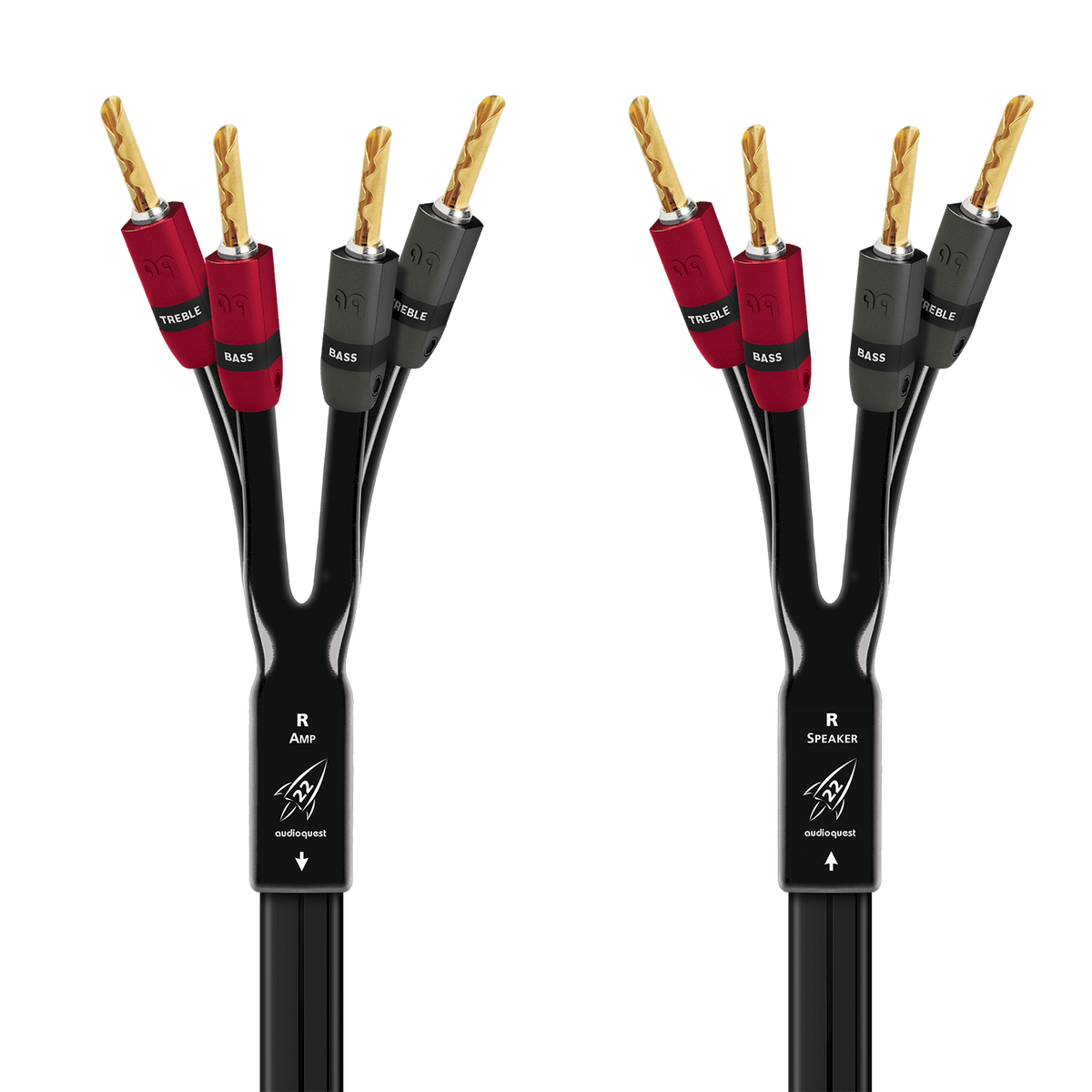 AudioQuest Rocket 22 Single BiAmp - ROCK22B8PR - SBA - BG 8 ft = 2.4 m Pair 4 x Bananas > 4 x Bananas - Gold