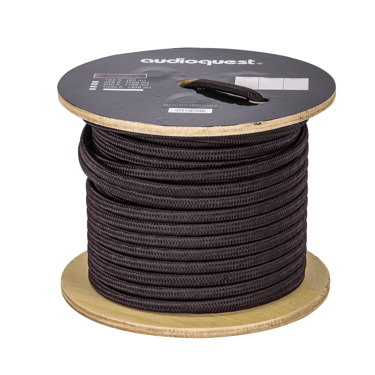 AudioQuest Rocket 33 - ROCK33BRD164 Red on Black Braid 164 ft = 50m