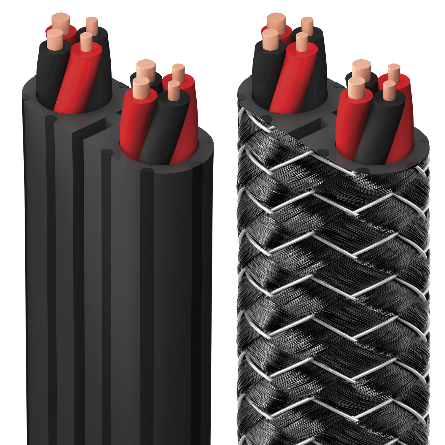 AudioQuest Rocket 44 - ROCK44BRD164 164 ft = 50 m Silver on Black Braid