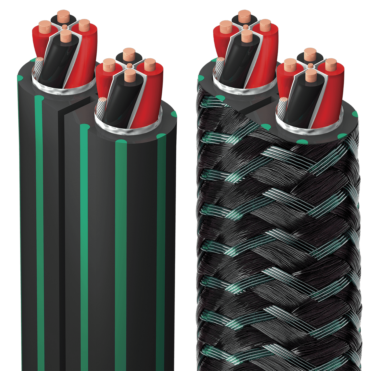 AudioQuest Rocket 88 - ROCK88BRD164 164 ft = 50 m Green on Black Braid