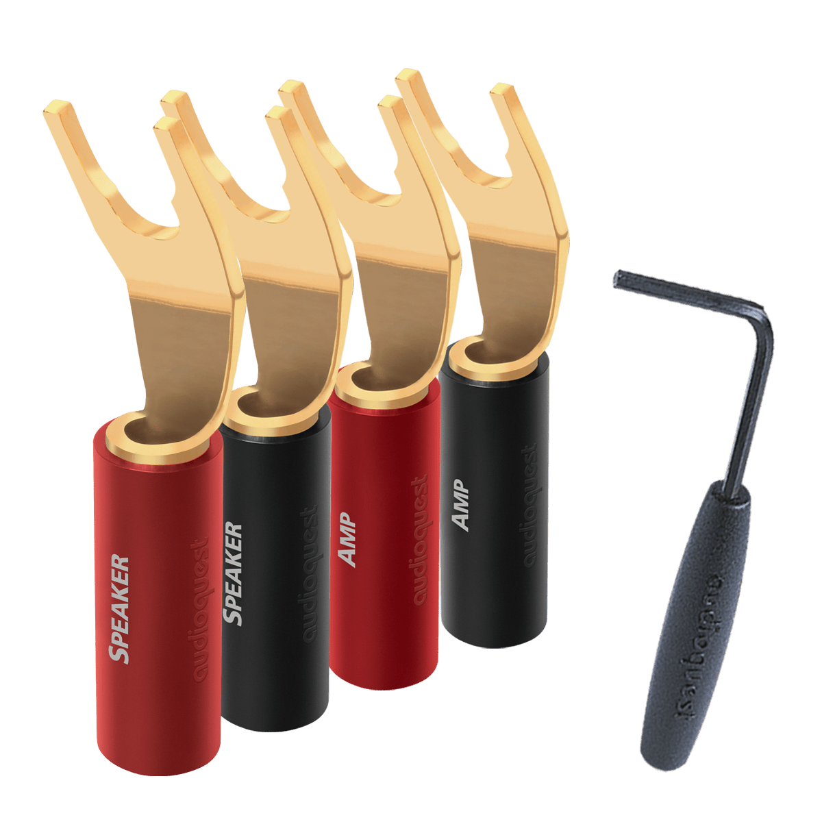 AudioQuest SureGrip® 100 Multi - Spade - SGSPADE1008G Set of 8 Gold