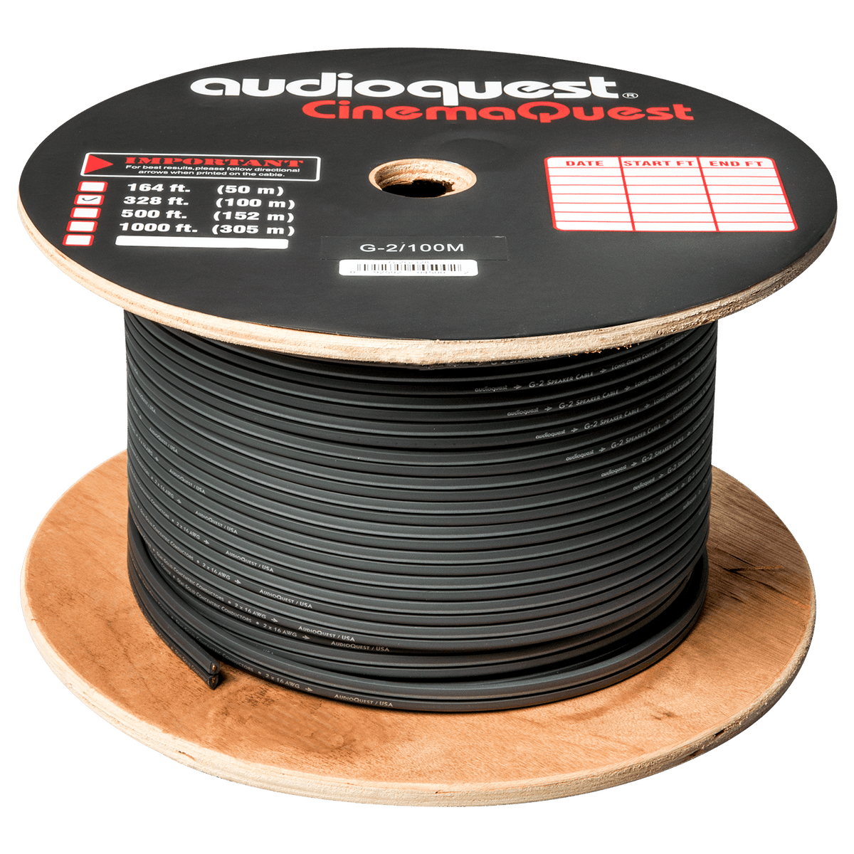 AudioQuest 30' G2 16 AWG Bulk Speaker Cable - PVC, Gray with AudioQuest 30' G2 16 AWG Bulk Speaker Cable - PVC, Gray with