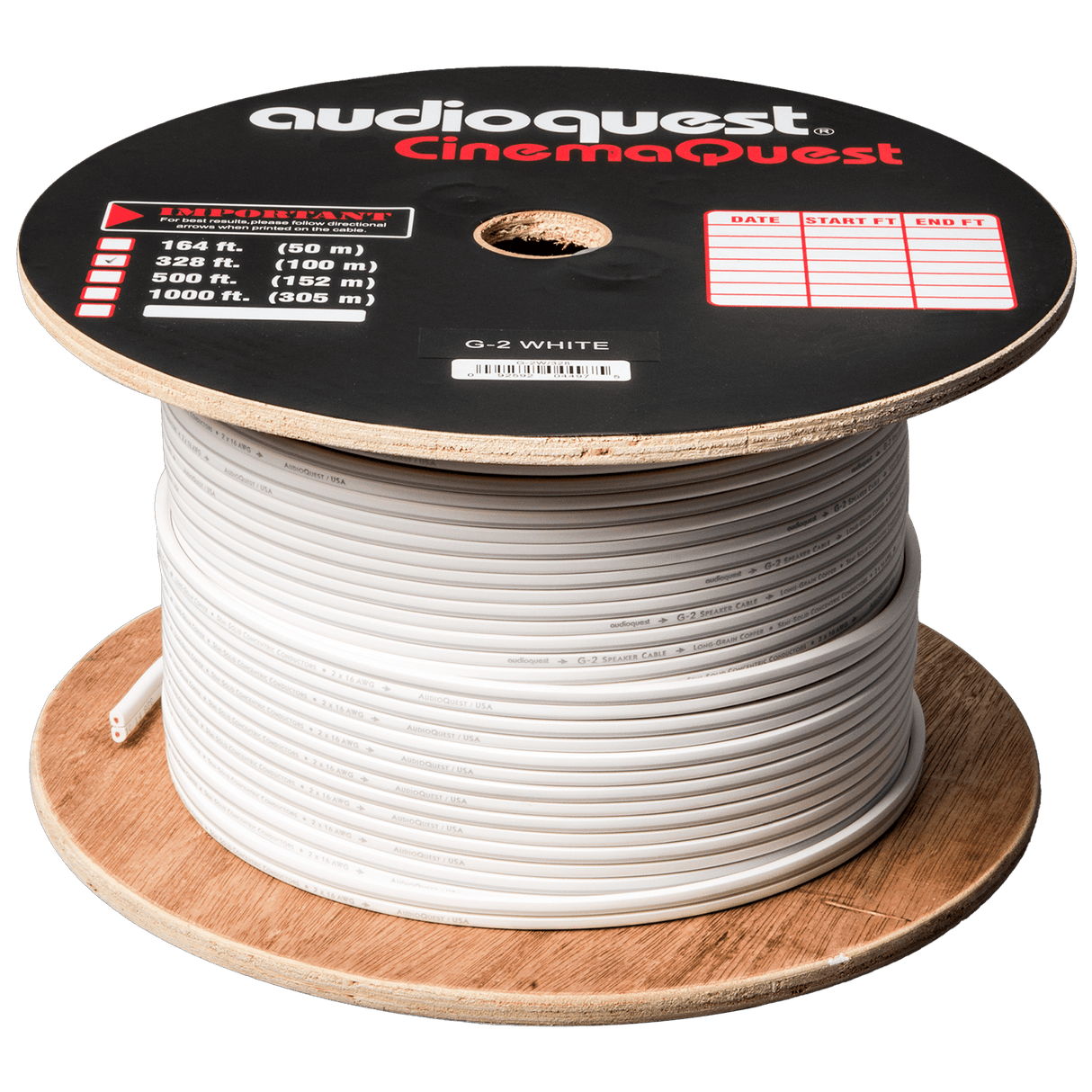 AudioQuest G2 - G-2W/328 328 ft = 100 m Off-White with Silver Stripe PVC