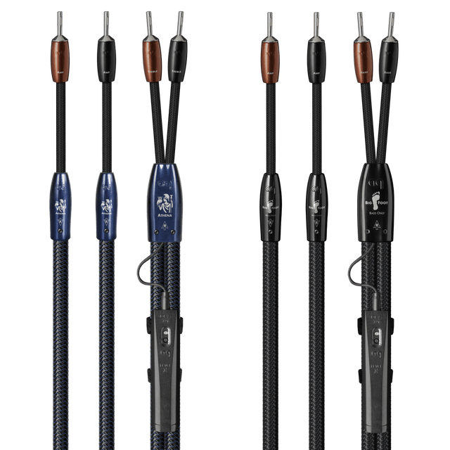 AudioQuest Athena + BigFoot BiWire Combo - ATHBFCOMBO04BS 4 m = 13.25 ft Pair 2 x Male Banana > 4 x Male Banana - Silver