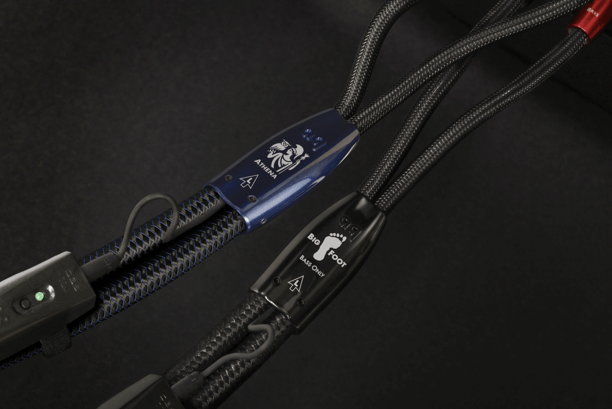 AudioQuest Athena + BigFoot BiWire Combo - ATHBFCOMBO04BS 4 m = 13.25 ft Pair 2 x Male Banana > 4 x Male Banana - Silver