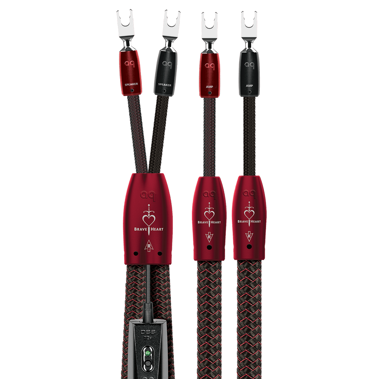 AudioQuest Brave Heart Full - Range - BHEART01.5SM 1.5 m = 4 ft 11 in 2 x Male Multi - Spade > 2 x Male Multi - Spade