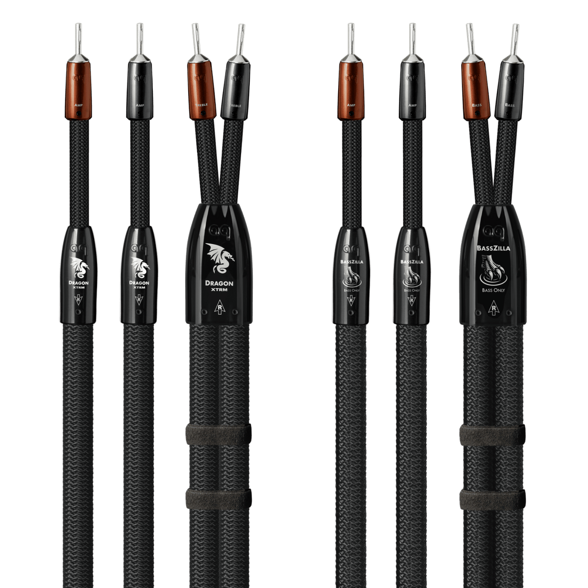 AudioQuest Dragon XTRM + BassZilla BiWire Combo - DRXBZCOMBO04BS 4 m = 13.25 ft Pair 2 x Male Banana > 4 x Male Banana - Silver