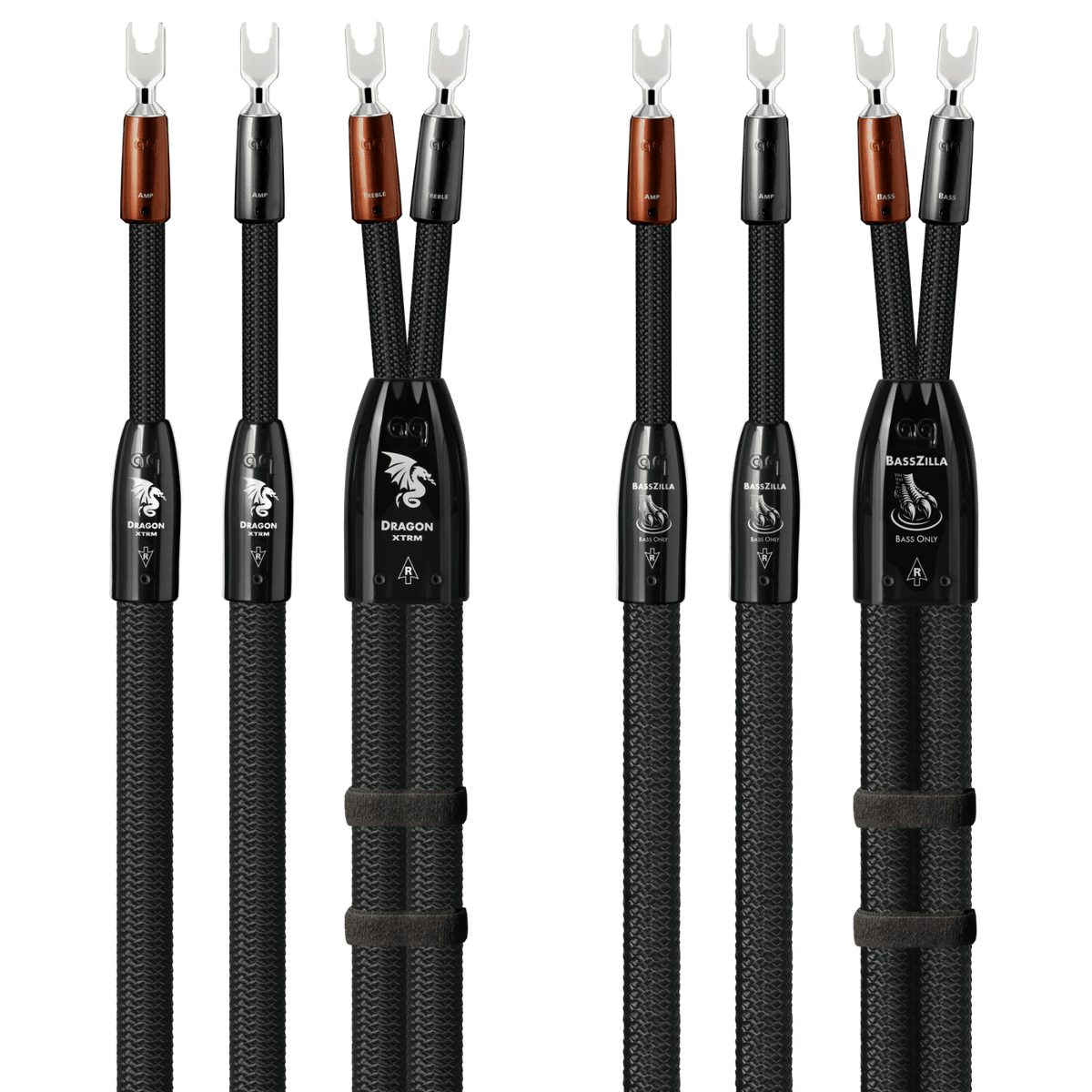 AudioQuest Dragon XTRM + BassZilla BiWire Combo - DRXBZCOMBO04BS 4 m = 13.25 ft Pair 2 x Male Banana > 4 x Male Banana - Silver