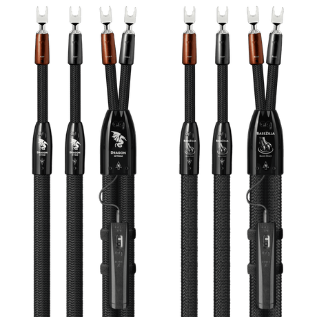 AudioQuest Dragon XTRM + BassZilla BiWire Combo - DRXBZCOMBO04BS 4 m = 13.25 ft Pair 2 x Male Banana > 4 x Male Banana - Silver