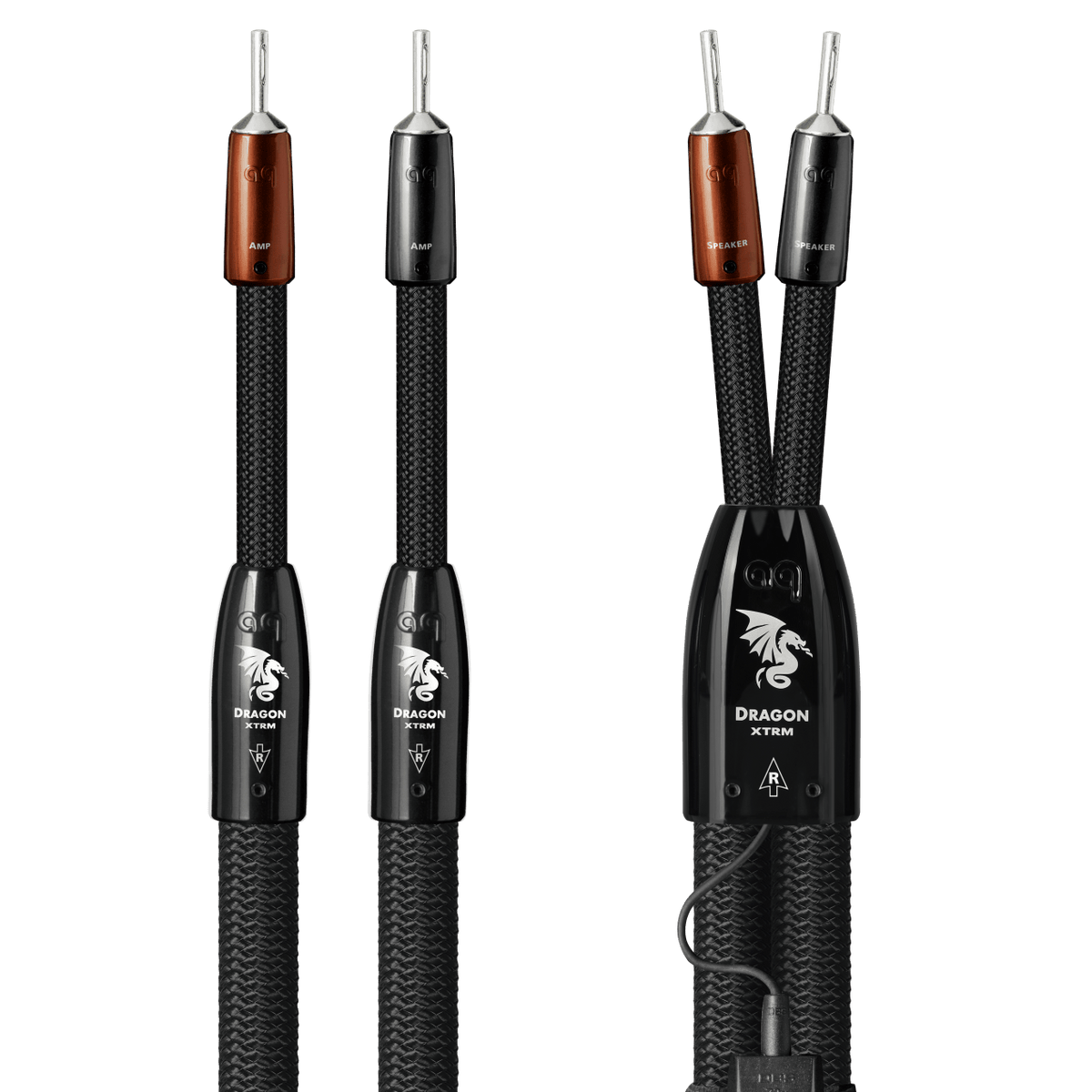AudioQuest Dragon XTRM Full-Range - DRAGONXTRM10SSM 10 ft = 35 m Single 2 x Male Multi-Spade > 2 x Male Multi-Spade - Silver