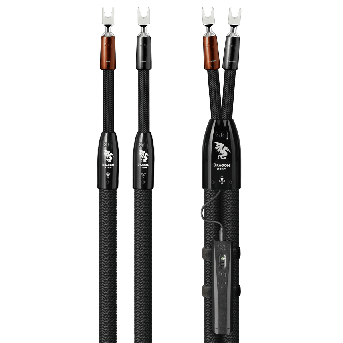 AudioQuest Dragon XTRM Full-Range - DRAGONXTRM10SSM 10 ft = 35 m Single 2 x Male Multi-Spade > 2 x Male Multi-Spade - Silver