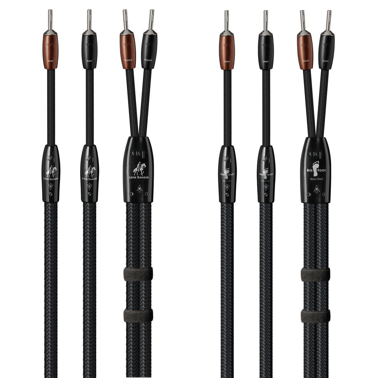 AudioQuest Lone Ranger + BigFoot BiWire Combo - LRBFCOMBO01.5S 1.5 m = 5.25 ft Pair 2 x Male Multi-Spade > 4 x Male Multi-Spade - Silver