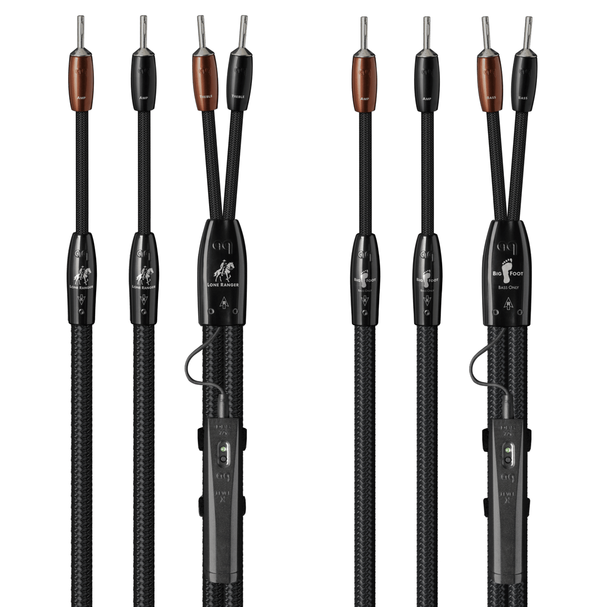 AudioQuest Lone Ranger + BigFoot BiWire Combo - LRBFCOMBO01.5S 1.5 m = 5.25 ft Pair 2 x Male Multi-Spade > 4 x Male Multi-Spade - Silver