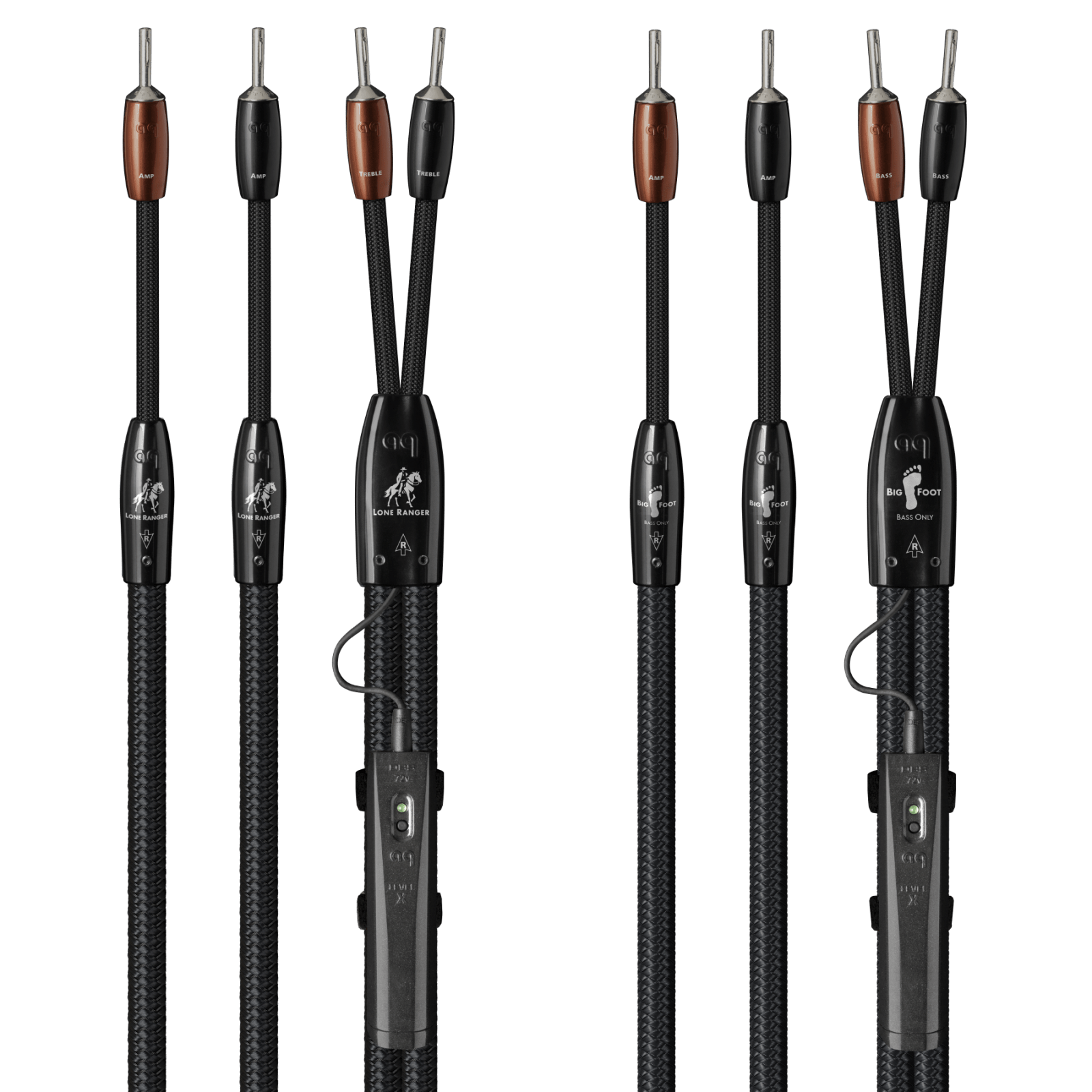 AudioQuest Lone Ranger + BigFoot BiWire Combo - LRBFCOMBO01.5S 1.5 m = 5.25 ft Pair 2 x Male Multi-Spade > 4 x Male Multi-Spade - Silver
