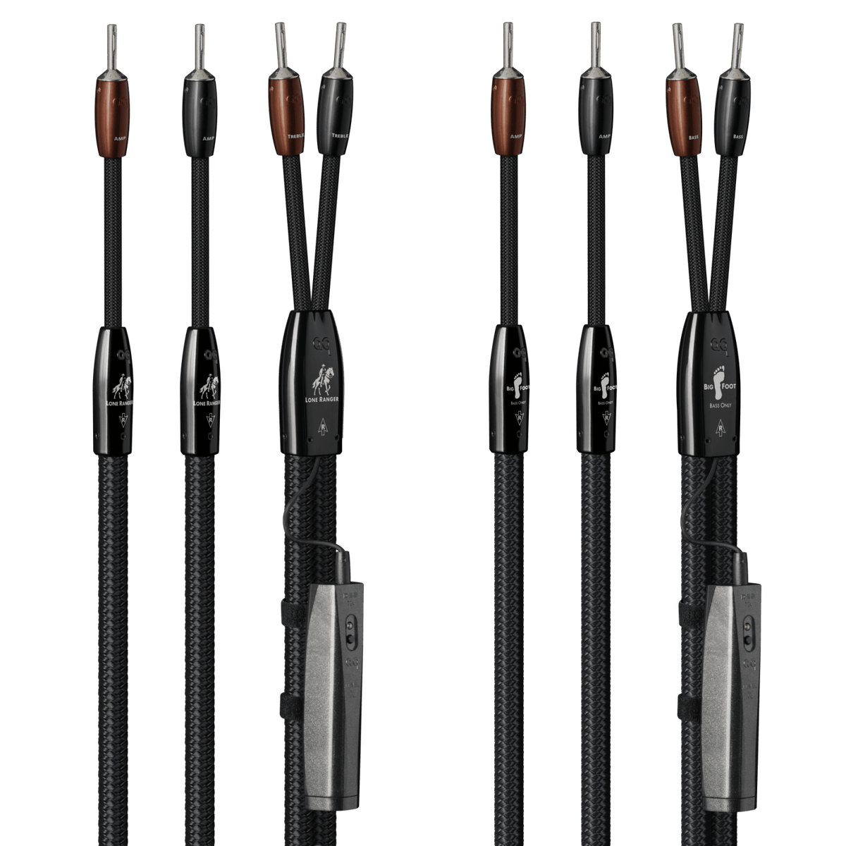 AudioQuest Lone Ranger + BigFoot BiWire Combo - LRBFCOMBO01.5S 1.5 m = 5.25 ft Pair 2 x Male Multi-Spade > 4 x Male Multi-Spade - Silver