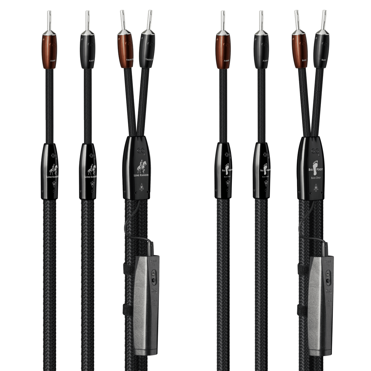 AudioQuest Lone Ranger + BigFoot BiWire Combo - LRBFCOMBO02S 2 m = 6.75 ft Pair 2 x Male Multi-Spade > 4 x Male Multi-Spade - Silver
