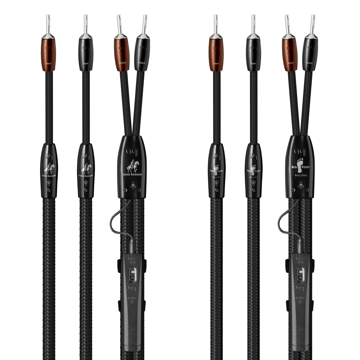 AudioQuest Lone Ranger + BigFoot BiWire Combo - LRBFCOMBO02S 2 m = 6.75 ft Pair 2 x Male Multi-Spade > 4 x Male Multi-Spade - Silver