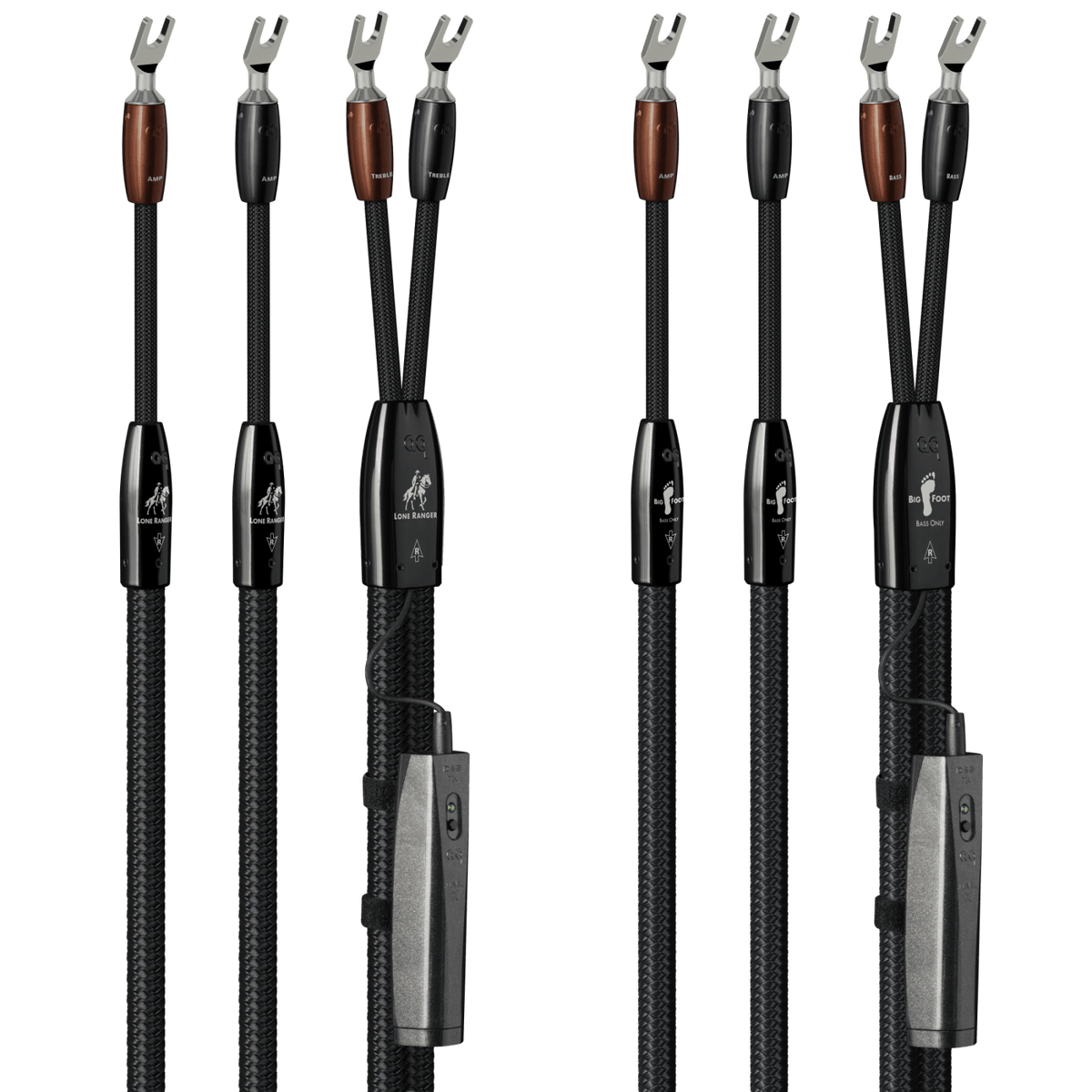 AudioQuest Lone Ranger + BigFoot BiWire Combo - LRBFCOMBO02S 2 m = 6.75 ft Pair 2 x Male Multi-Spade > 4 x Male Multi-Spade - Silver