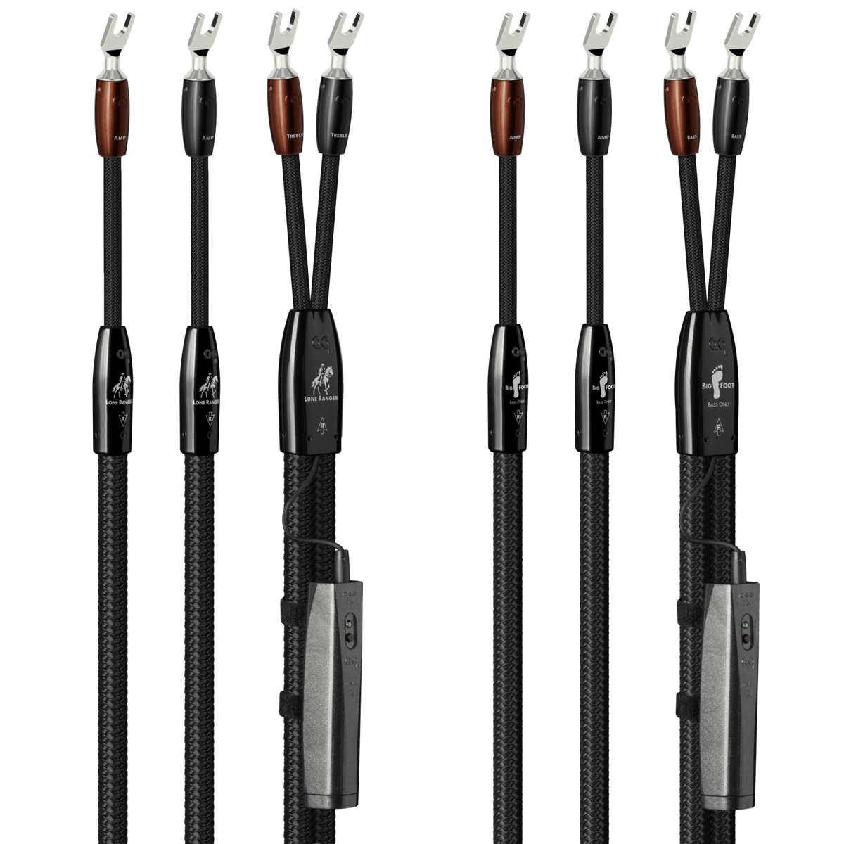 AudioQuest Lone Ranger + BigFoot BiWire Combo - LRBFCOMBO02S 2 m = 6.75 ft Pair 2 x Male Multi-Spade > 4 x Male Multi-Spade - Silver