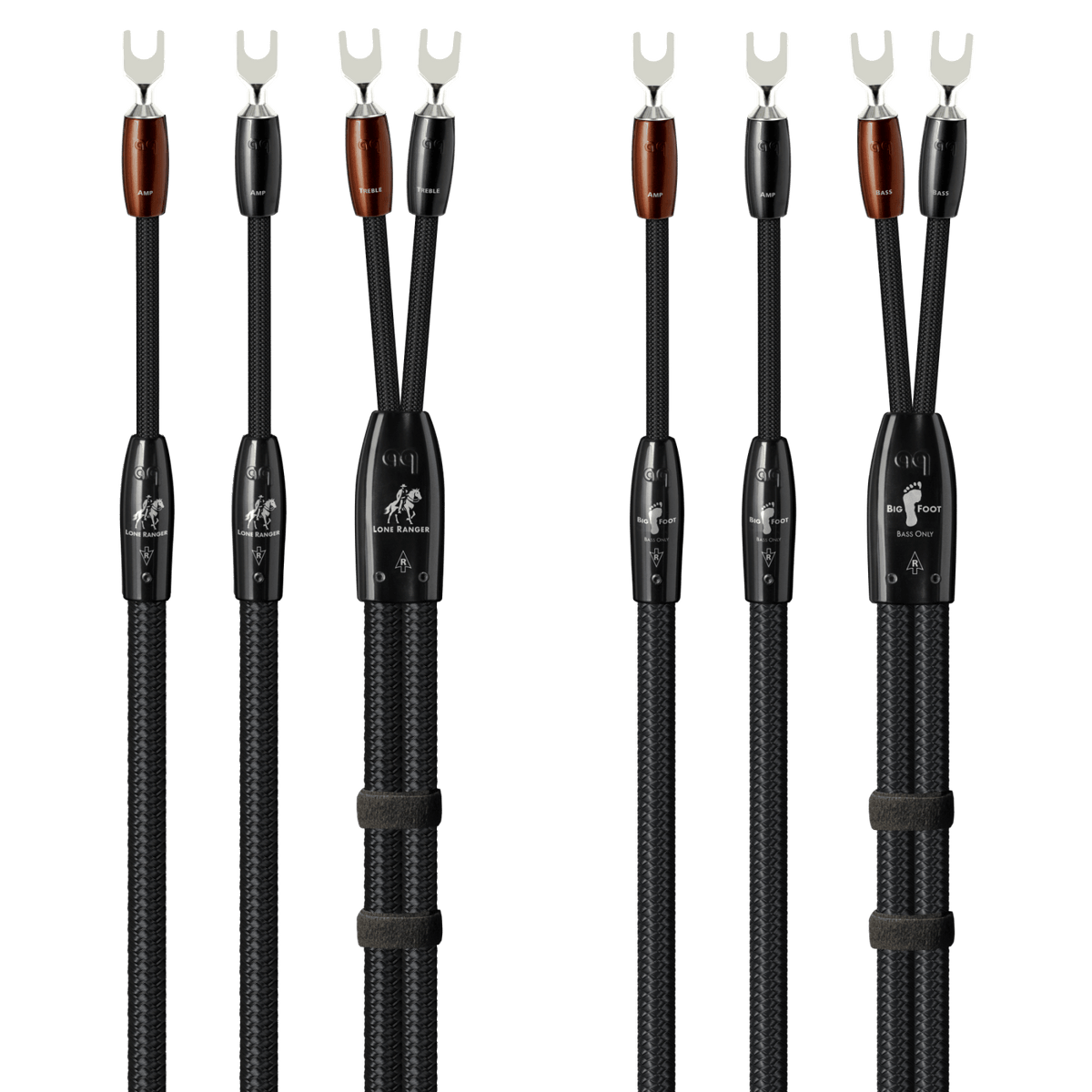 AudioQuest Lone Ranger + BigFoot BiWire Combo - LRBFCOMBO02S 2 m = 6.75 ft Pair 2 x Male Multi-Spade > 4 x Male Multi-Spade - Silver