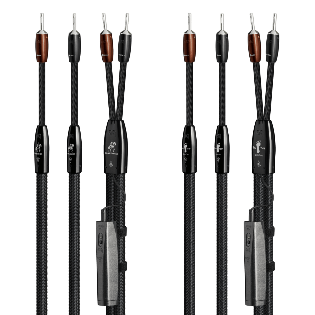 AudioQuest Lone Ranger + BigFoot BiWire Combo - LRBFCOMBO02S 2 m = 6.75 ft Pair 2 x Male Multi-Spade > 4 x Male Multi-Spade - Silver