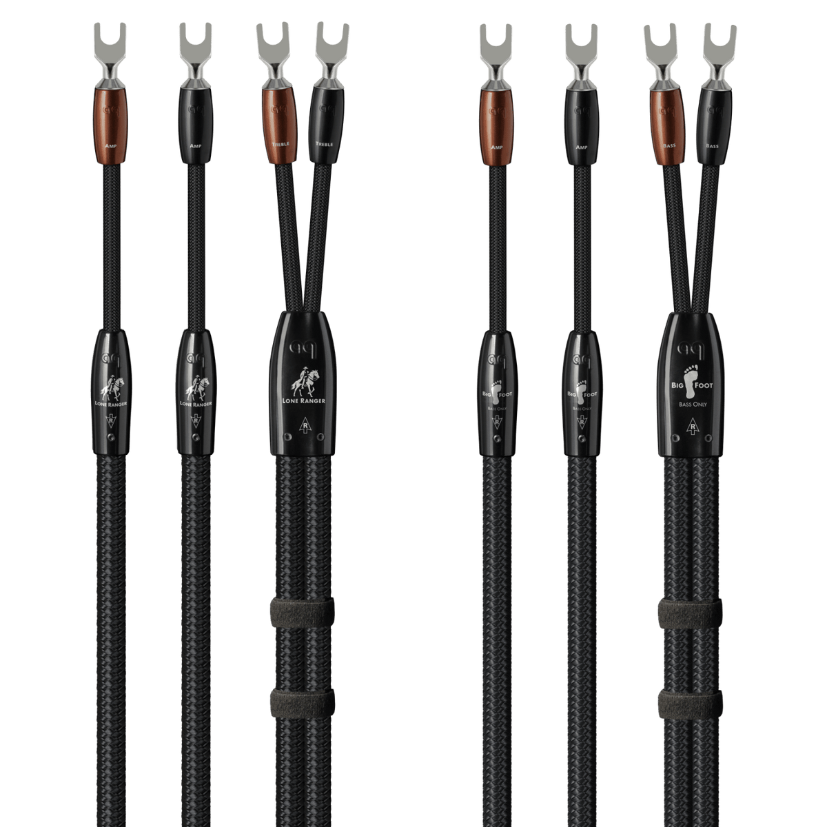 AudioQuest Lone Ranger + BigFoot BiWire Combo - LRBFCOMBO02S 2 m = 6.75 ft Pair 2 x Male Multi-Spade > 4 x Male Multi-Spade - Silver