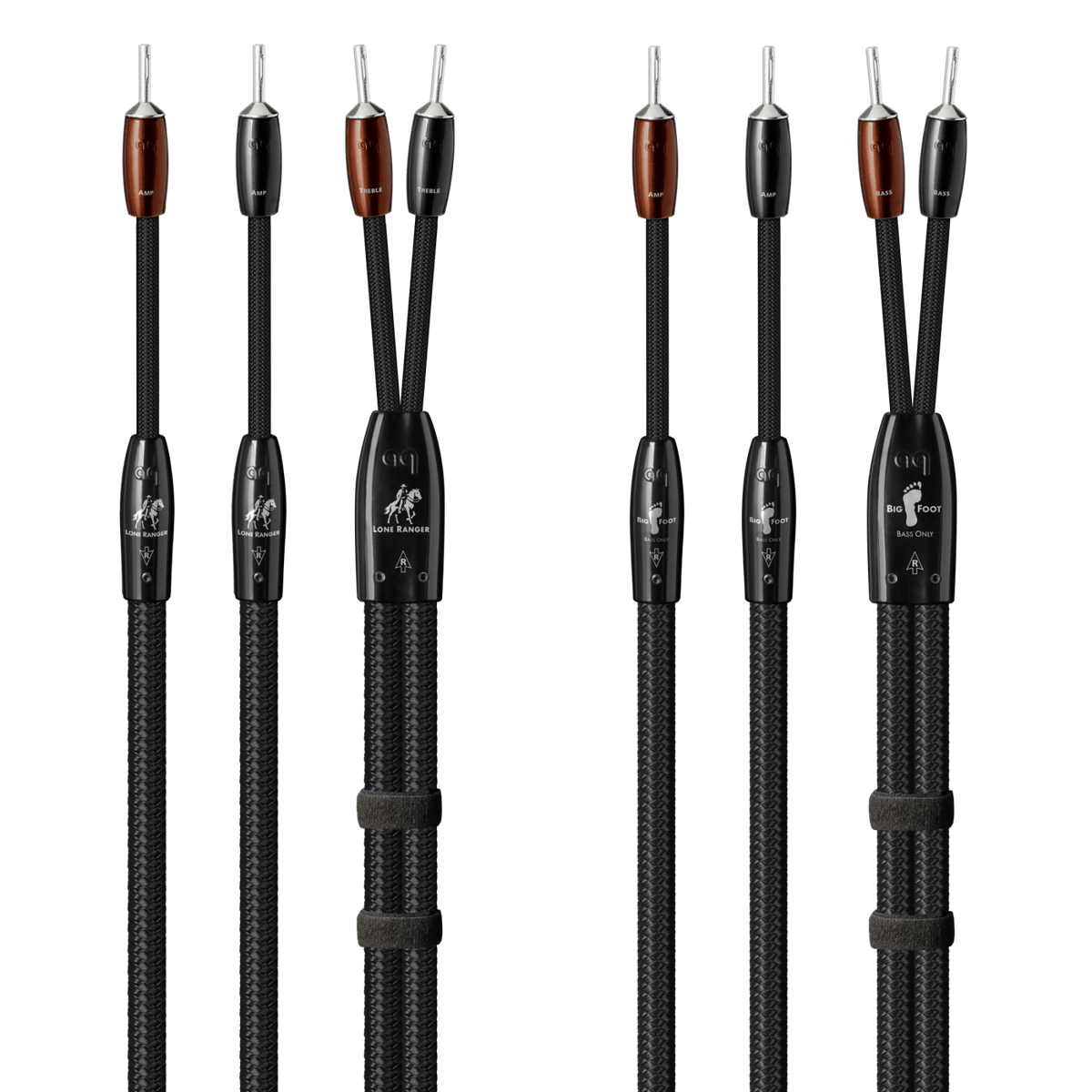 AudioQuest Lone Ranger + BigFoot BiWire Combo - LRBFCOMBO02S 2 m = 6.75 ft Pair 2 x Male Multi-Spade > 4 x Male Multi-Spade - Silver