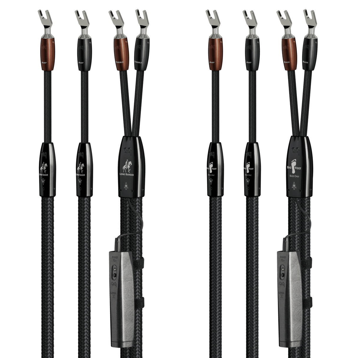 AudioQuest Lone Ranger + BigFoot BiWire Combo - LRBFCOMBO02S 2 m = 6.75 ft Pair 2 x Male Multi-Spade > 4 x Male Multi-Spade - Silver