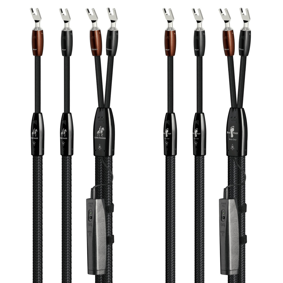 AudioQuest Lone Ranger + BigFoot BiWire Combo - LRBFCOMBO02S 2 m = 6.75 ft Pair 2 x Male Multi-Spade > 4 x Male Multi-Spade - Silver