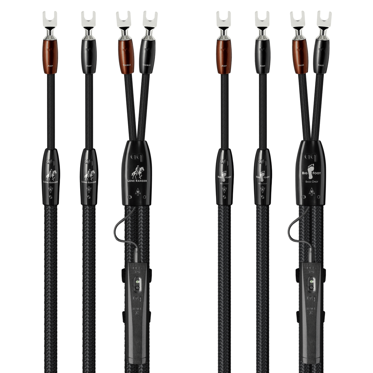 AudioQuest Lone Ranger + BigFoot BiWire Combo - LRBFCOMBO02S 2 m = 6.75 ft Pair 2 x Male Multi-Spade > 4 x Male Multi-Spade - Silver