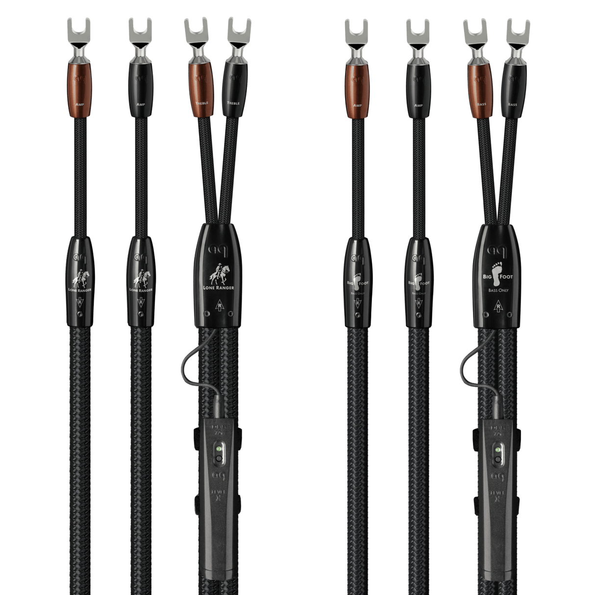 AudioQuest Lone Ranger + BigFoot BiWire Combo - LRBFCOMBO02S 2 m = 6.75 ft Pair 2 x Male Multi-Spade > 4 x Male Multi-Spade - Silver