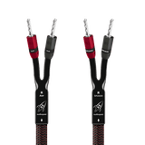 AudioQuest Rocket 33 Full - Range - ROCK332.0BS 2 m = 6 ft 6 in Pair - Braid Jacket 2 x Bananas > 2 x Bananas - Silver