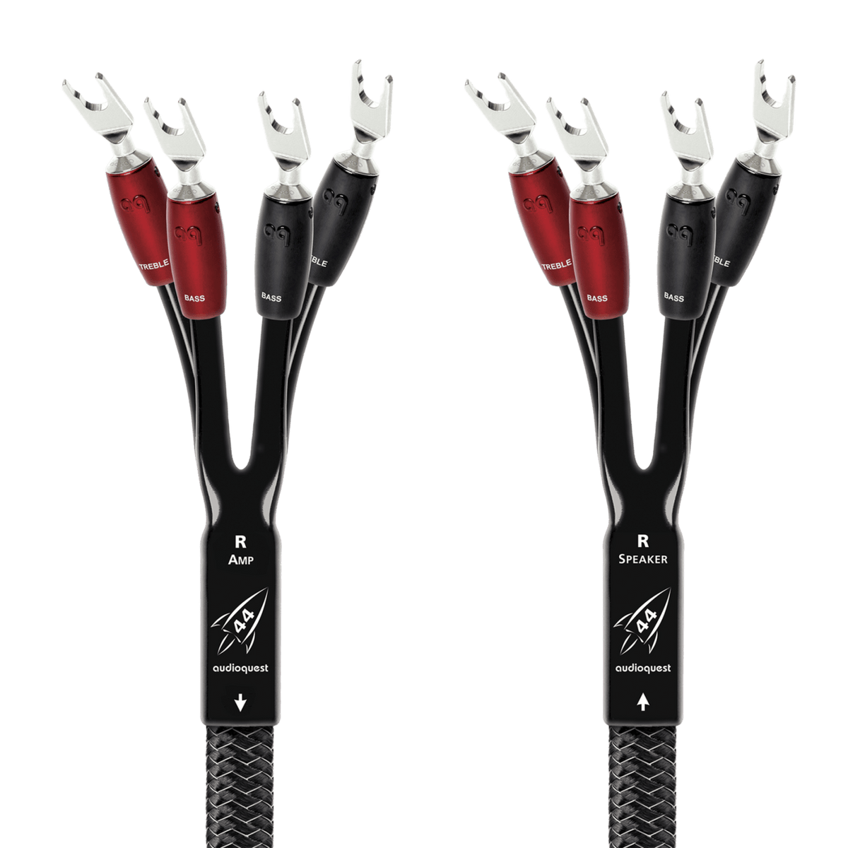 AudioQuest Rocket 44 Single BiAmp - ROCK4415BABS 15 ft = 4.6 m Pair 4 x Male Banana > 4 x Male Banana - Silver