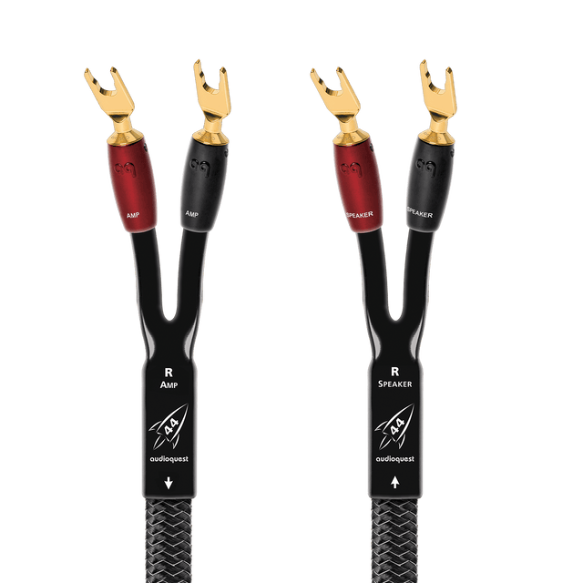 AudioQuest Rocket 44 Single - BiWire - ROCK448SBG 8 ft = 2.4 m Pair - Braid Jacket 2 x Bananas > 4 x Bananas - Gold