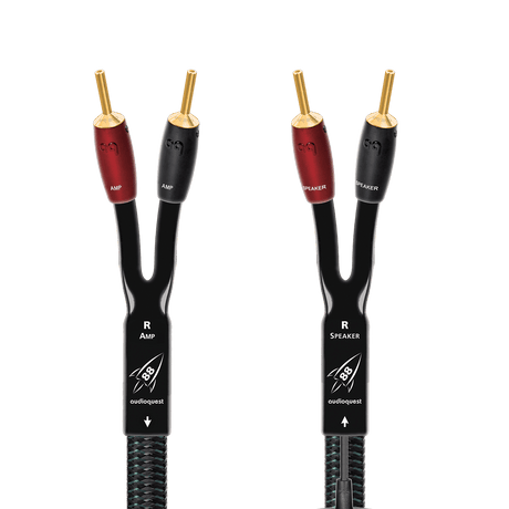 AudioQuest Rocket 88 Full - Range - ROCK888BG 8 ft = 2.4 m Pair - Braid Jacket 2 x Bananas > 2 x Bananas - Gold