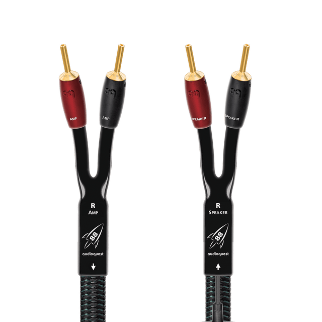 AudioQuest Rocket 88 Full - Range - ROCK888BG 8 ft = 2.4 m Pair - Braid Jacket 2 x Bananas > 2 x Bananas - Gold